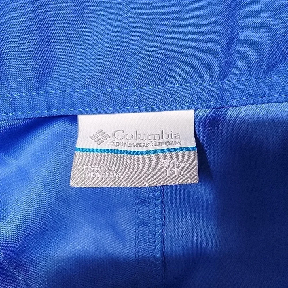 Columbia Shorts Mens 34x11 Blue Board PFG Performance Fishing Gear Omni-Shield